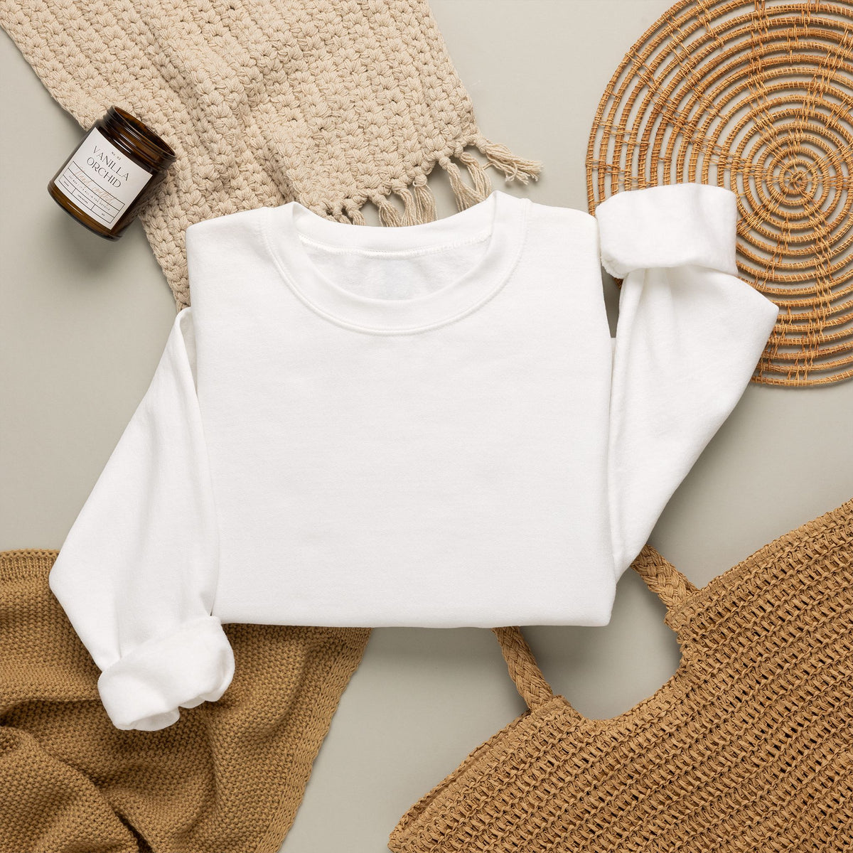 Minimal White Crewneck Sweatshirt