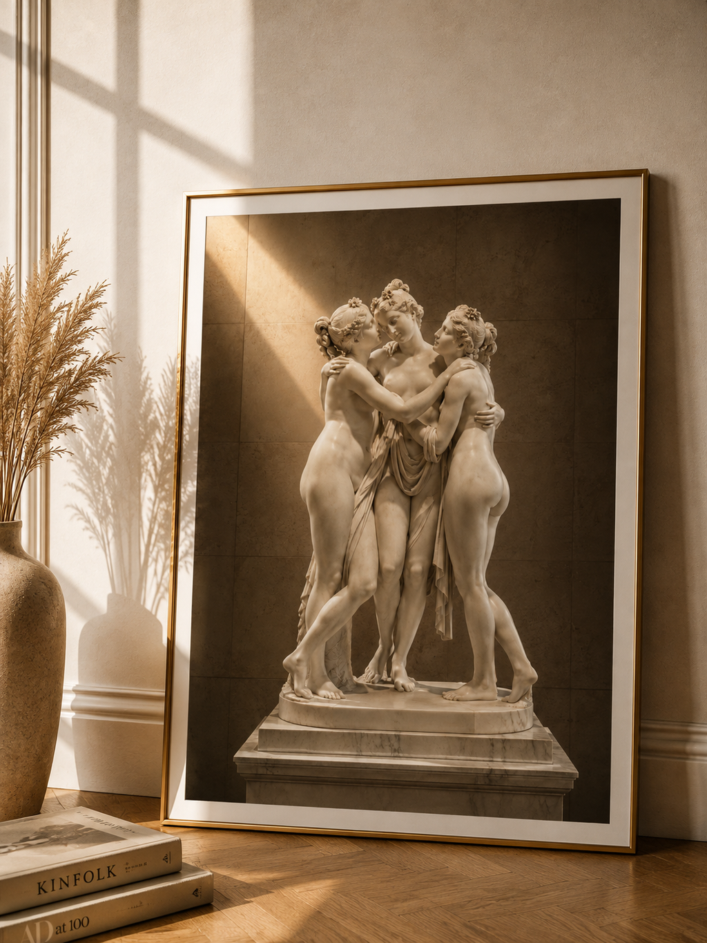 Die Drei Grazien Three Graces Poster und Leinwand – klassische Marmorskulptur und griechische Mythologie Kunst